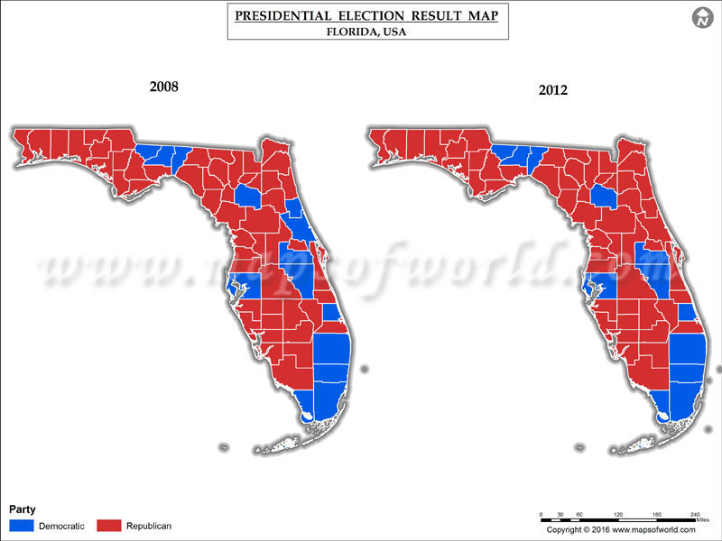 2008 and 2012 Florida elections by county